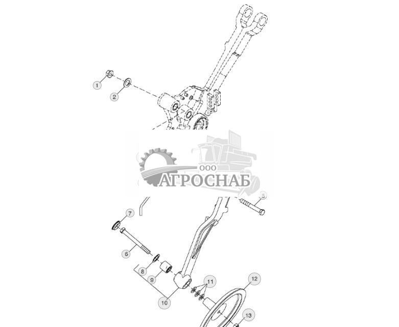 Узел заделывающего колеса и рычага, показана правая сторона - ST518971 177.jpg